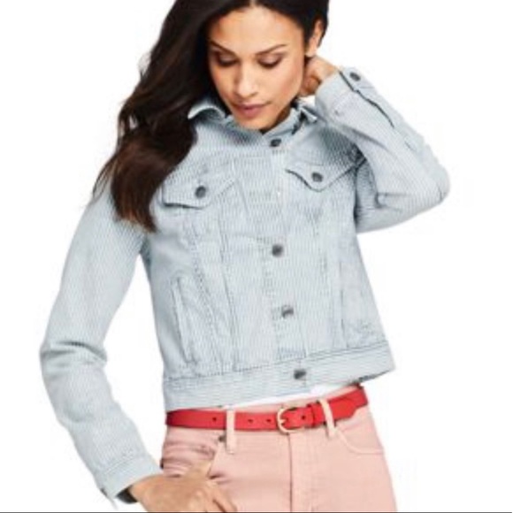 ❌SOLD❌⬇️Lands End striped crop denim jacket - Picture 7 of 7